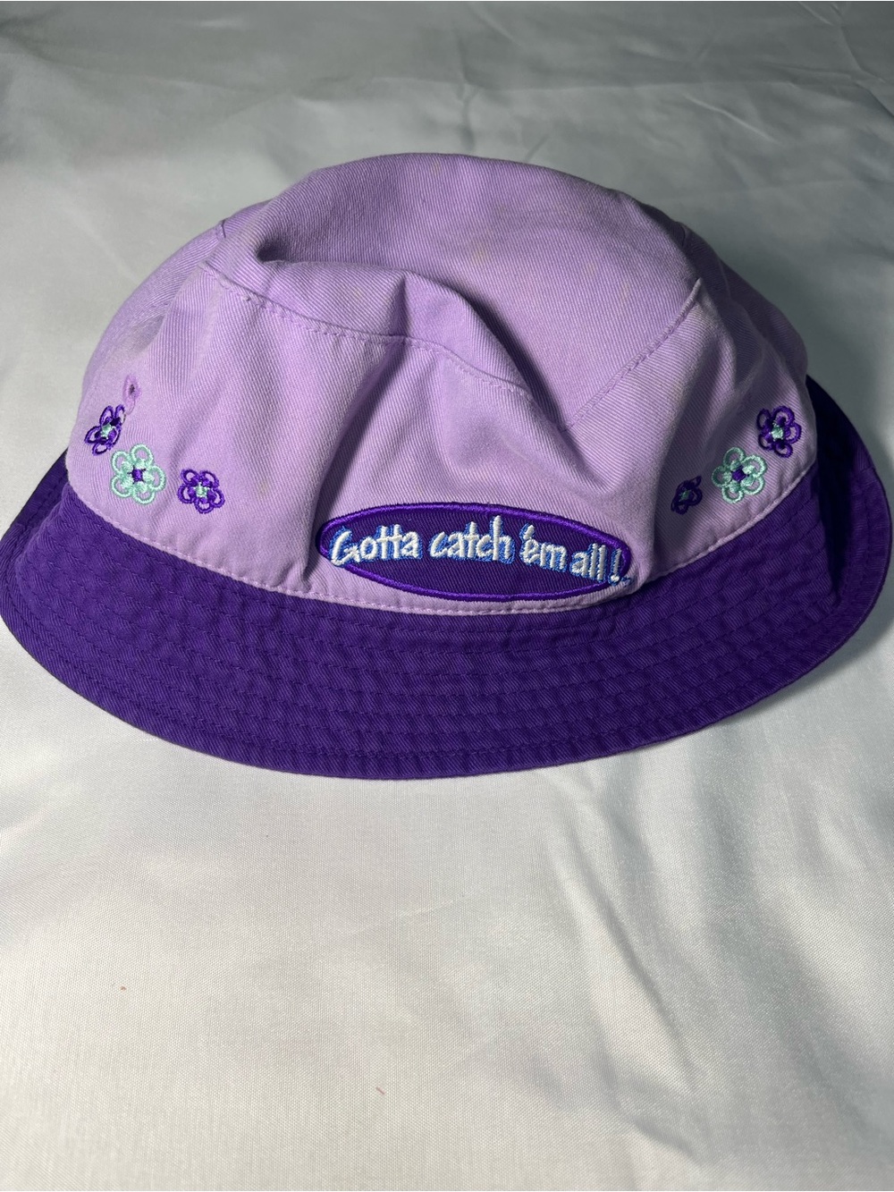 Vintage Pokémon Nintendo 2000 Purple Bucket Hat Girls OS Gotta Catch Em All Rare